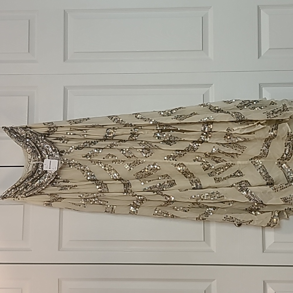 Jen's Pirate Booty Cream Maxi Skirt with Silver Sequin Embellishment - Picture 2 of 6